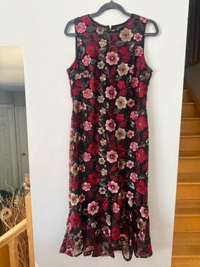 NWOT CK Dark Coquette Floral Sequin Mesh Midi Dress - Whimsigoth